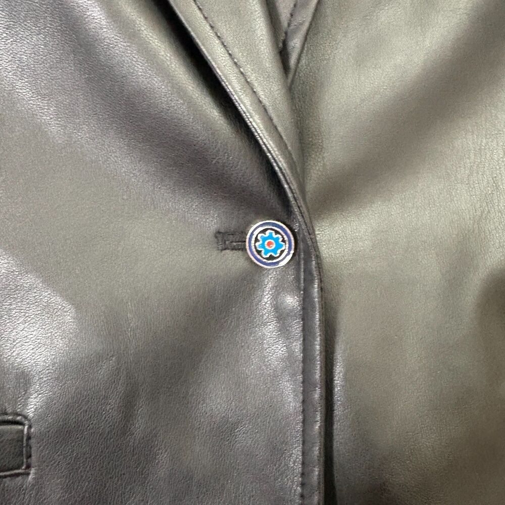 STAUD Black Dressy Vegan Leather Oversized Blazer Jacket Womens Size Large - Picture 3 of 6